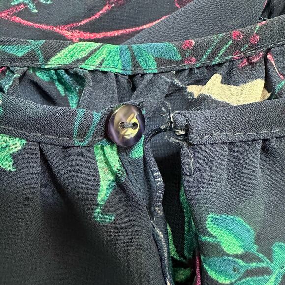 Terra & Sky Womens Top Plus‎ Size 1X Floral Elastic Stretch Peplum Blouse Sheer - Picture 7 of 9